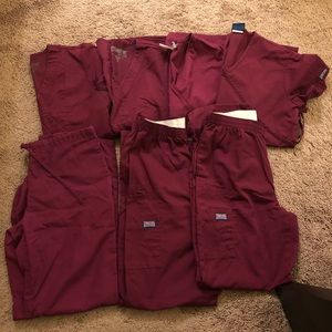 Wine burgundy maroon scrubs bundle
